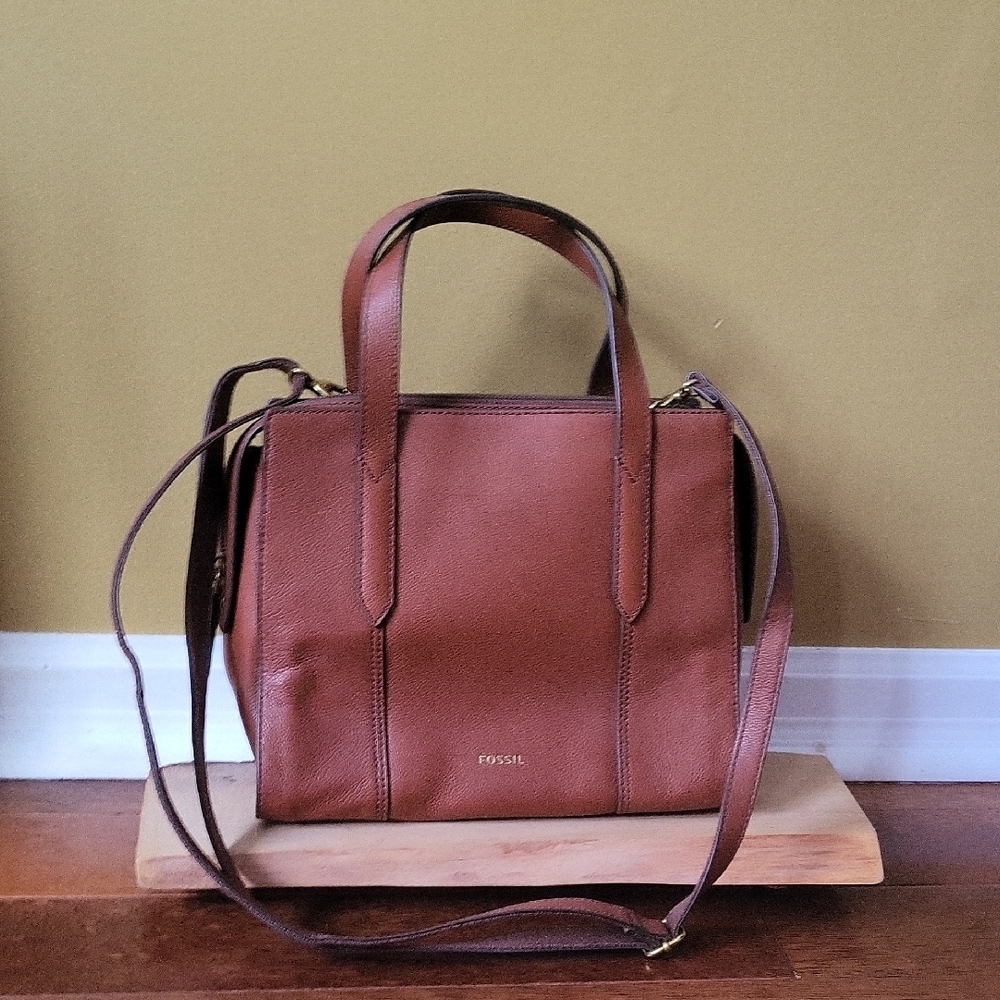NWOT Fossil Brown Cowhide Leather Tote Bag